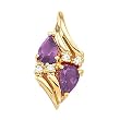 14K Yellow Gold Amethyst and Diamond Pendant