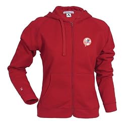 New York Yankees MLB "Hoody" Full Zip Hooded Sweatshirt For Women (Dark Red)