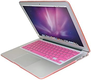 iCrown(TM) 2014 New Arrival Pink Hot Rubberized See Through Hard Shell Snap On Case for 13 " Apple Macbook Air with Silicon Keyboard