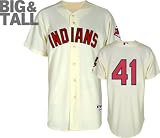 Carlos Santana Jersey: Big & Tall Majestic Alternate Ivory Authentic Cleveland Indians Jersey
