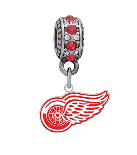 Detroit Red Wings Charm w/ Connector Fits Pandora, Troll, Biagi & More.