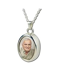 Sterling Silver Oval "Photo" Cremation Pendant 3/4 inch x 1 inch in Sterling Silver