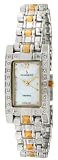 Peugeot Womens Two Tone Dress Bracelet Watch with a Genuine Diamond Encrusted Rectangular Bezel and a Mother of Pearl Dial