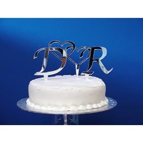 ANY 2 MIRROR LETTERS + MIRROR HEART - Mirror Cake Topper Initials + Heart Duo by Classikool� Email us your letter choices when you buy.