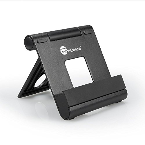 iPad stand, TaoTronics Portable Tablet Smartphone Stand (Adjustable Kickstand, Aluminum Body, Multi-angle) for iPhone, iPad, Samsung Galaxy, LG, e-book, Android Windows Smartphone and Tablet - Black