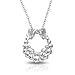Bling Jewelry Fashion Sparkling Christmas Bow Red Green White Crystal Holiday Wreath Pendant Necklace for Women Teen Crystal Silver Plated