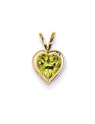 14k Yellow Gold 6mm Heart Peridot Bezel Pendant