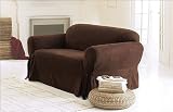 Chezmoi Collection Soft Micro Suede Solid Chocolate Brown Couch/sofa Cover Slipcover with Elastic Band Under Seat Cushion