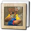 Dinky Bear Blowing Bubbles - 6 Inch Tile Napkin Holder