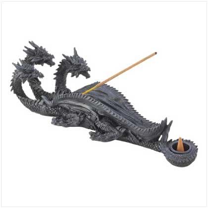 The Knick Knack Shelf Koehler Home Decor Triple-Head Dragon Mystical Scene Polyresin Figurine Incense Burner