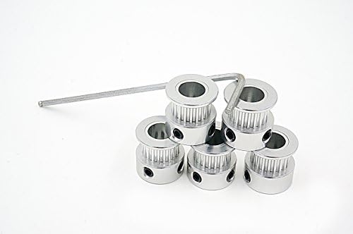 Kristen Nilson® 5 x 2GT GT2 20T Gear 6mm Inner Hole 8mm Synchronous Aluminum Belt Pulley And Wrench for 3D Printer Reprap Mendel Prusa