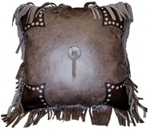 Western Bedding Coffee Brown Leather Pillow