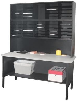 Marvel UTIL0018 50 Adjustable Slot Literature Organizer with Riser - Black-Platinum Laminate
