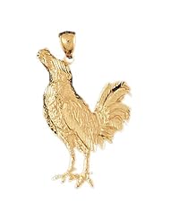 Dazzlers Solid 14k Gold Rooster Charm Pendant Available in three colors from jewelsberry (weights: 6.2 grams only)