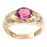 Gold-Exotic: 14K Pink Tourmaline and Diamond Ring