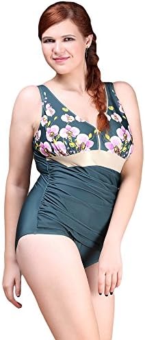 Mypassa Women's Plus Size Noble Graceful Ruffle Halter One Piece Swimsuit 4X-Large Green