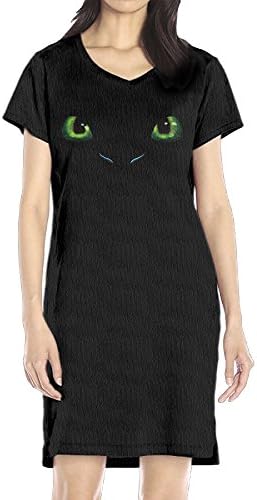Women's How To Train Your Dragon Toothless V-neck Short Sleeve Loose T-Shirt Dress Black XL