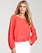 Cutout Long Sleeve Silk Top - HIBISCUS (XL)