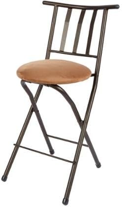 Slat-Back Counter Height Barstool, Bronze with Beige Microfiber Cushionc