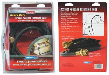 12ft Propane Extension Hose with 16.4/14.1oz Cylinder Threads (Connect a Propane Appliance)
