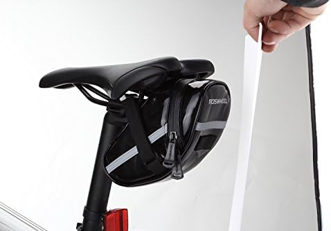 LayOPO Roswheel Outdoor PU Leather Cycling Pack Bicycle Saddle Bag Pouch Back Seat Bags,Black with LayOPO's Carabiner