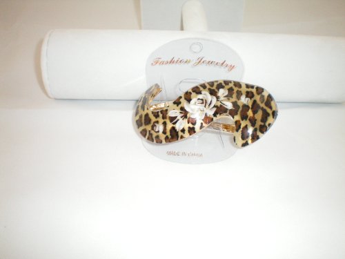 Hair S Clip Leopard Print with White Painted Flower