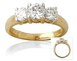 1.50CTW Three Stone Diamond Ring Classic Setting 14K Yellow Gold