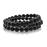 Bling Jewelry Genuine Onyx Stone Beaded Stretch Bracelet 8mm Set of 3