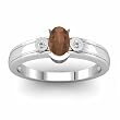 14K White Gold Smoky Quartz and Diamond Ring