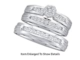 Stunning 3 Pc.14k. White Gold 1/2 ct Diamond Trio Wedding Set For Him and Her