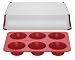 Bake Porter 6-Cup Jumbo Muffin Pan with Serving Cover, Red