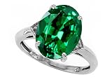 5.01 cttw 14k Gold Lab Created Oval Emerald and Diamond Ring - 14kt White or Yellow Gold