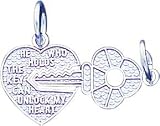 14K White Gold Key & Heart Break Apart Charm