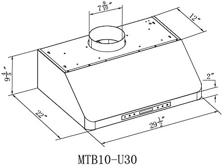 CHS Stainless Steel Under Cabinet Range Hood 30" MTB10-30 - 900 CFM - Ultra Quiet Heat Sensitive Autospeed with Remote