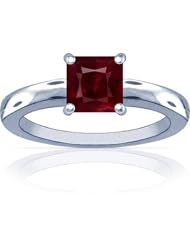 14K White Gold Princess Cut Ruby Solitaire Ring