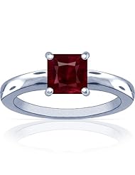 Platinum Princess Cut Ruby Solitaire Ring