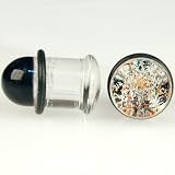 Pair of Glass Single Flared Two Color Foil Galaxy Plugs: 7/16 Diamond/Copper