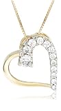 : 14k Yellow Gold Diamond Journey Half-Heart Pendant (1/2 cttw, H-I Color, I1-I2 Clarity)
