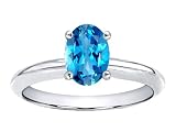 1.35 cts Genuine Blue Topaz Solitaire Engagement Ring - 14kt White or Yellow Gold