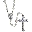 First Communion Rosaries with 5mm Crystal Beads and Silver-Plated 16mm Chain