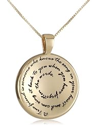 Sterling Silver "A True Friend Is Someone Who Knows The Song In Your Heart and Can Sing It Back To You When You Have Forgotten The Words" Circle Pendant Necklace, 18"
