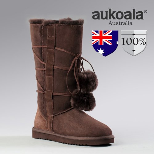 Aukoala Snow Boots Australia Sheepskin Warm Doro Tall For Womens_Chocolate_Us Size 6 On Sale