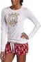 Baby Phat Women's 2Pc L/S Tee With Tie Front Boxer In Gift Box,White/Red,Medium