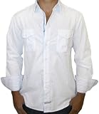 ENGLISH LAUNDRY European Cut Mens Long Sleeve Woven Button Front Dress Shirt White