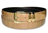 CROC CAMEL YELLOW Bonded Leather Belt Gold-Tone Buckle Regular