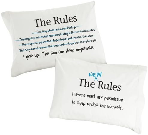 Dog SnorZ "The Rules" Pillowcase, White, Set of 2 by DogSnorz