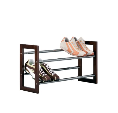Zeller 13135 Schuhregal, Chrom/braun / 63-116 x 20 x 34