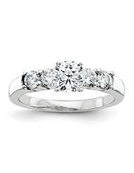 14k White Gold Peg Set Engagement Ring Semi-Mounting, No Center Stone Included
