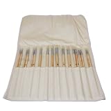 Bellus Brush Bundle of 18 Hog Brushes in a Canvas Brush Holder