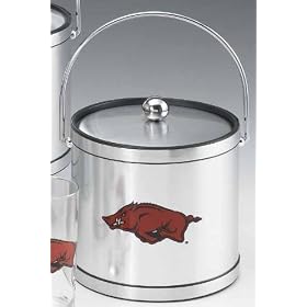 Kraftware 20468 Arkansas 3 Quart Brushed Chrome Mylar Ice Bucket with Metal Cover by Kraftware